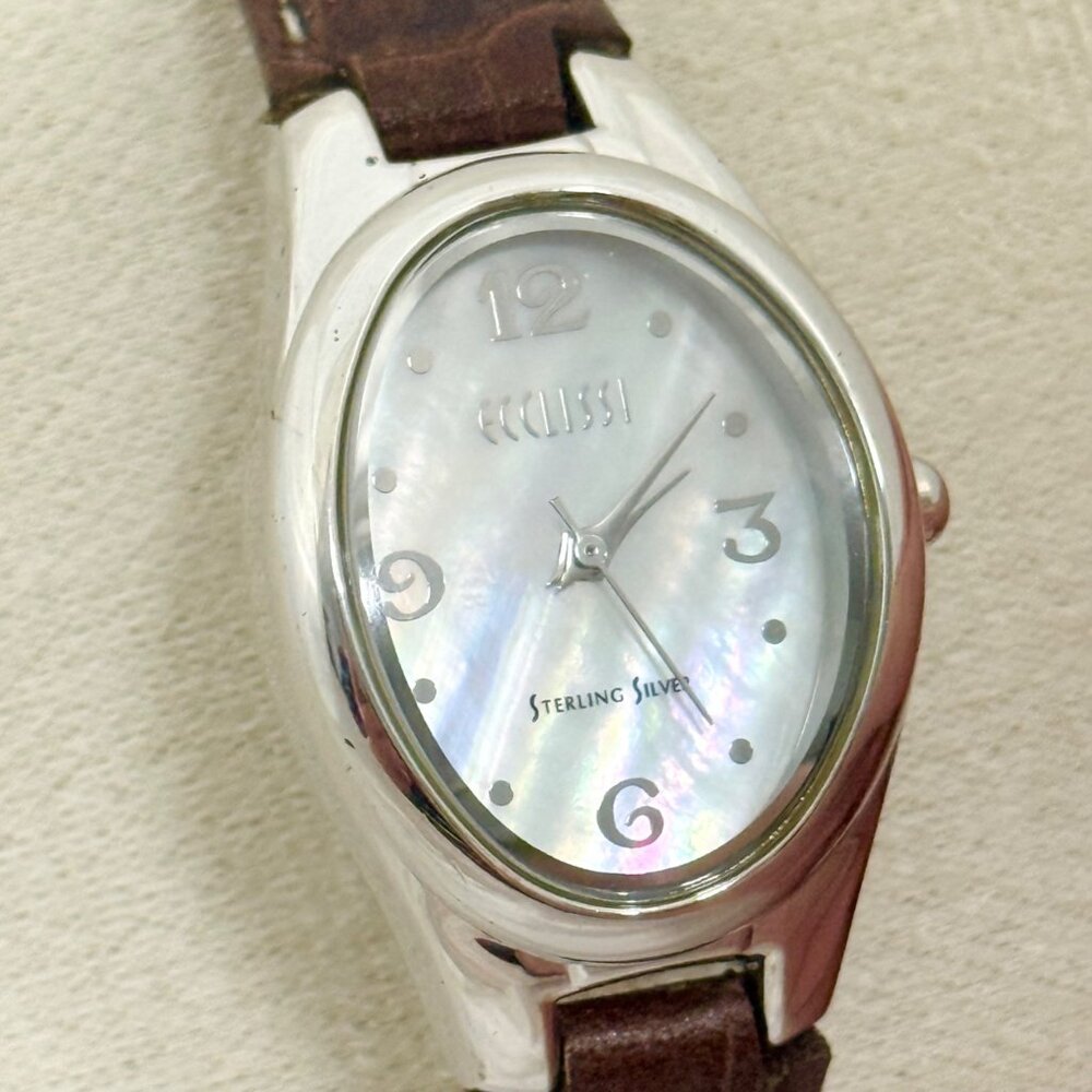 Ecclissi 22690 Watch Mother of Pearl Oval Face Sterling Silver Case New Battery
